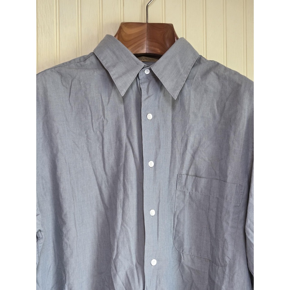 Milano‎ Uomo Shirt Mens 16.5 34/35 Gray Dress Button Down Long Sleeve Pocket